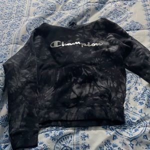 Tie dye champion black hoodie